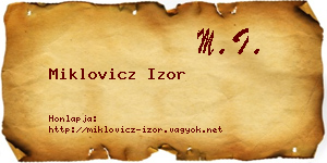 Miklovicz Izor névjegykártya
